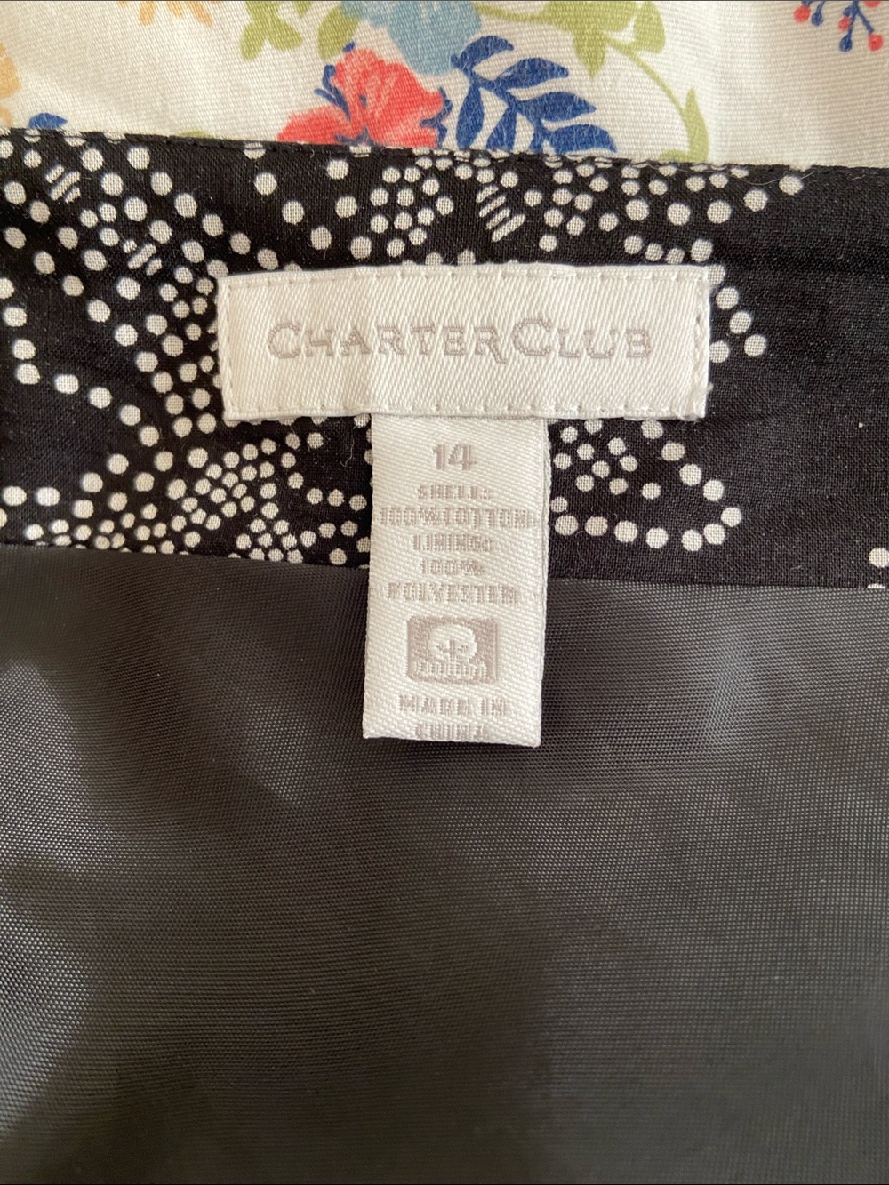 Charter Club Black and White A-Line Skirt with Dot Detail